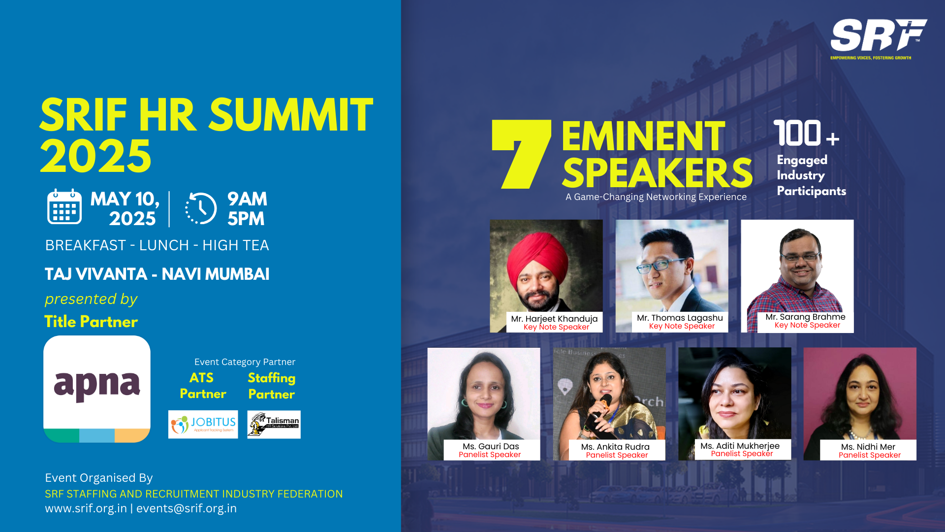 SRIF HR SUMMIT 2025 -May 10, 2025 - Taj Vivanta - Navi Mumbai